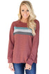 Sexy Red Contrast Stripes Pullover Sweatshirt